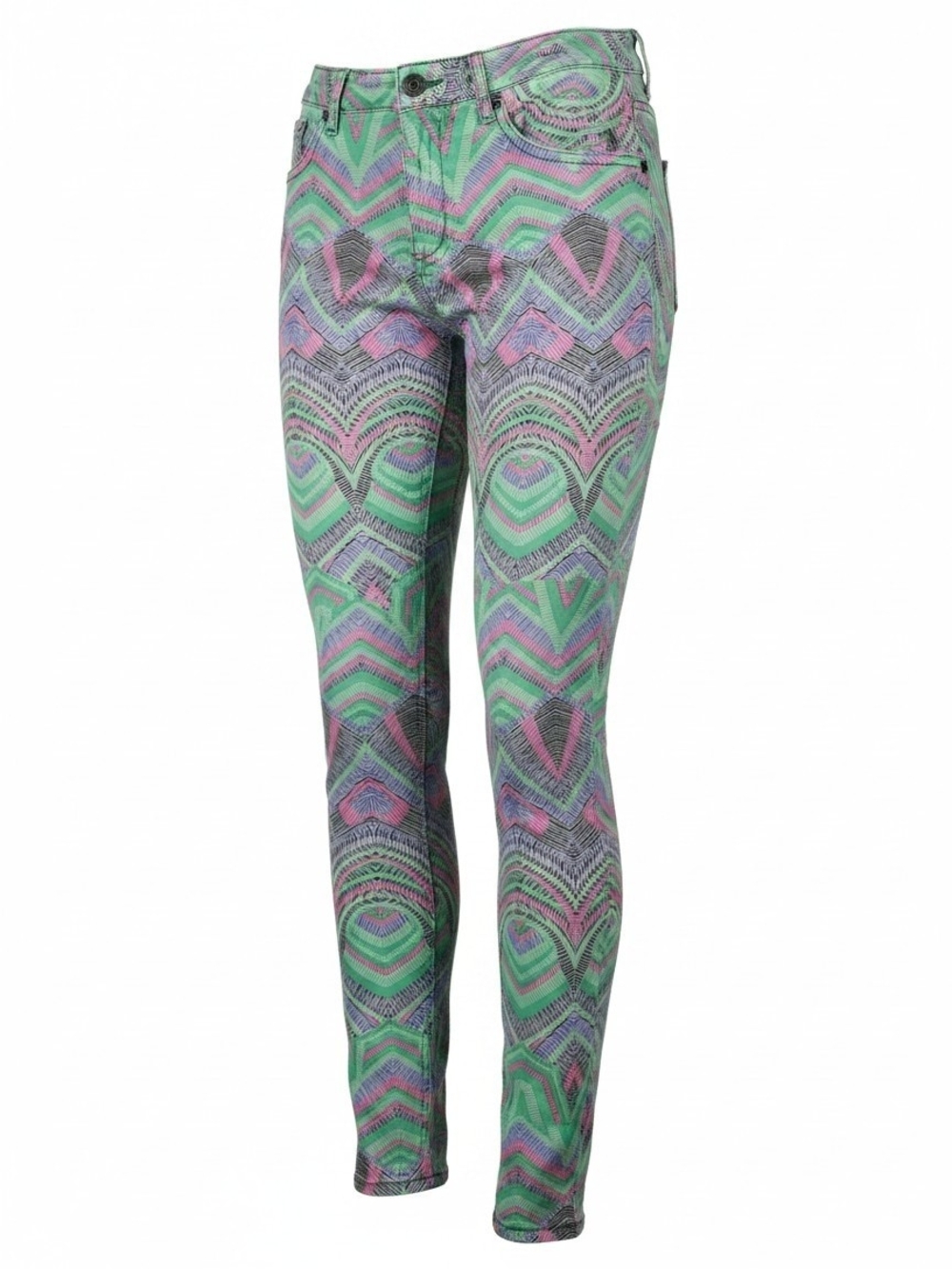 Like an Angel Women's Multicolor Geometric Print Stretch Pants Size 1X